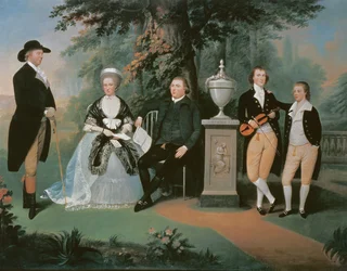 Members of the Wilson Family Grouped Round a Memorial of William Pitt the Younger